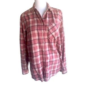 EXPRESS Pink Boyfriend Flannel